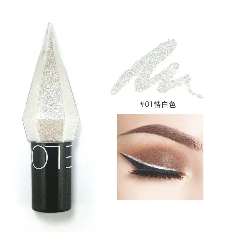 Diamond Shiny Eye Liners Eyeshadow Waterproof Silver Rose Gold Color Glitter Sequins Eyeliner Eye Shadow Makeup Beauty Cosmetics Purest Peak